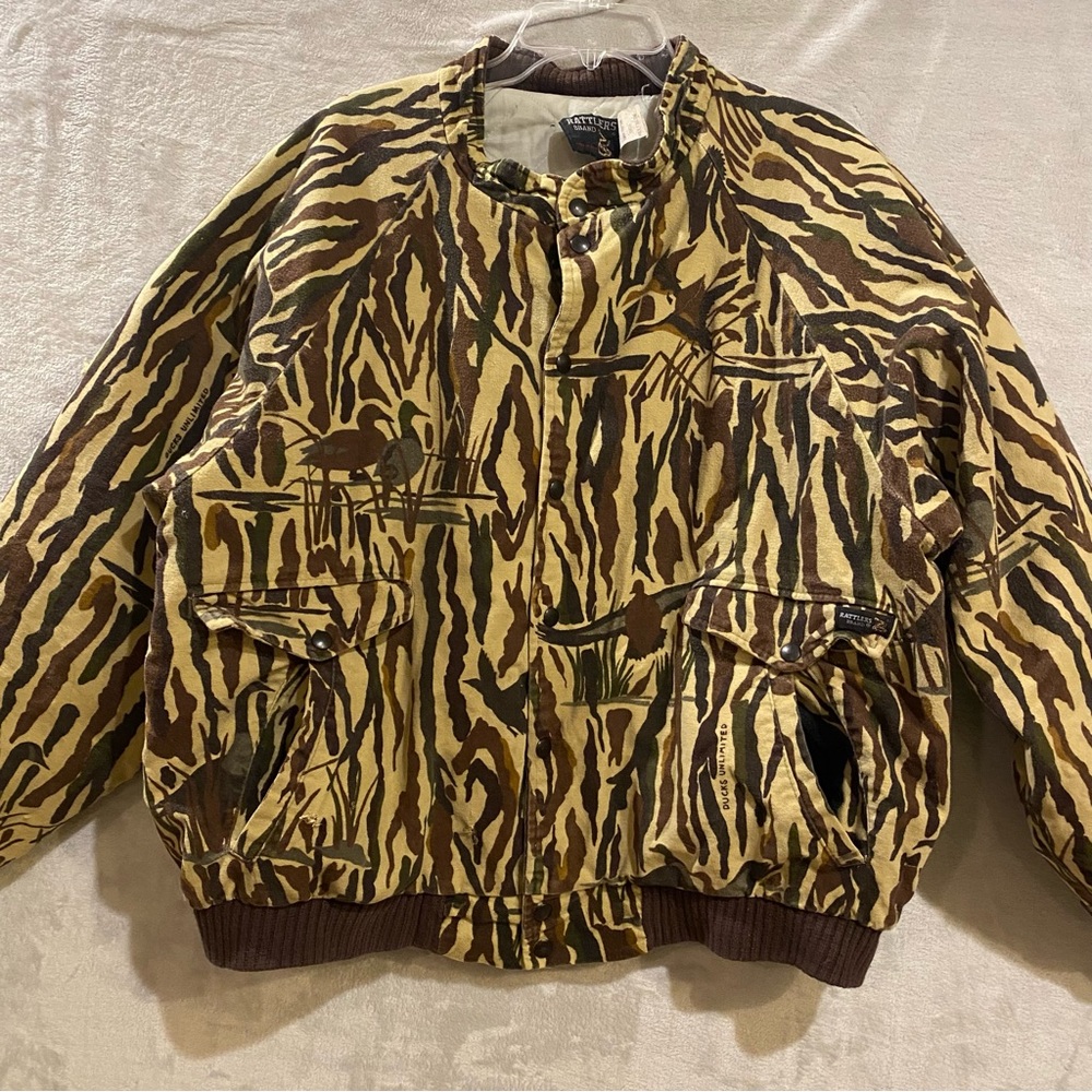 Rattlers Jacket Men’s XL Camo Snaps Hunting Ducks Pheasants Quilted Lining